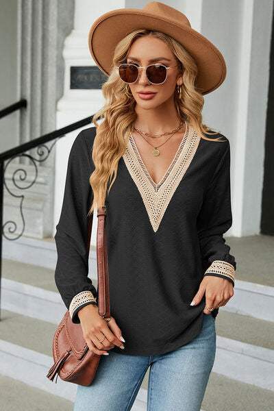 V-Neck Long Sleeve T-Shirt Women's T-Shirts - Tophatter Daily Deals