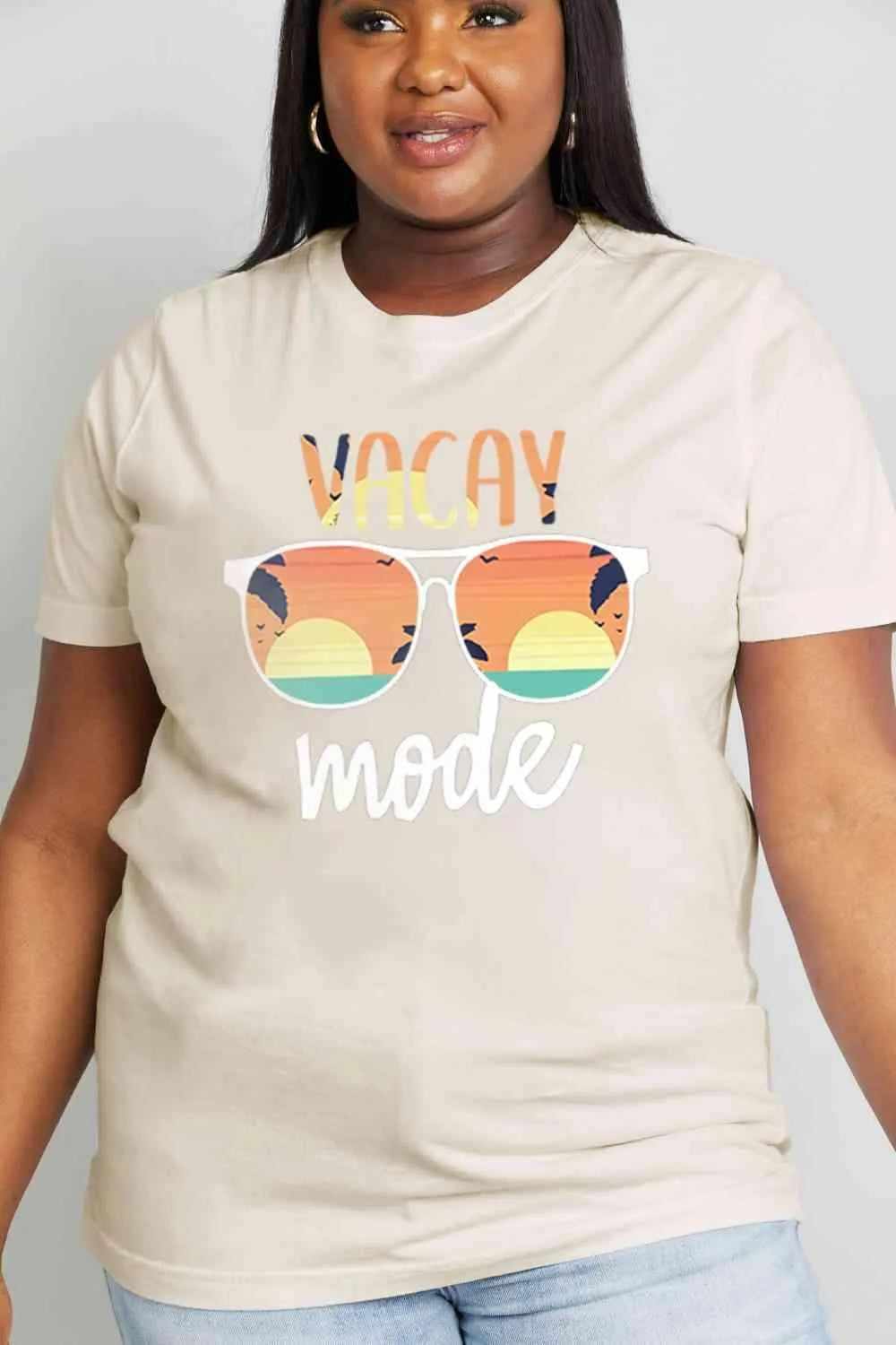 Simply Love Full Size VACAY MODE Graphic Cotton Tee Women's T-Shirts - Tophatter Daily Deals