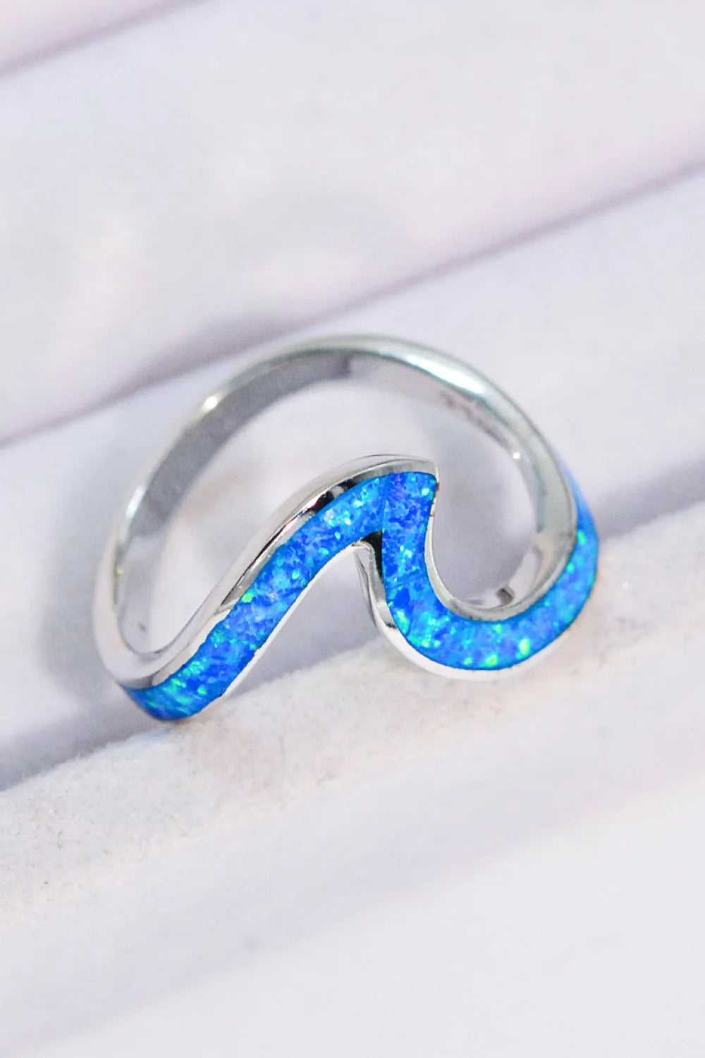 Opal Contrast 925 Sterling Silver Ring Cobalt Blue Opal - Tophatter Daily Deals