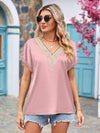 V-Neck Cuffed Blouse Dusty Pink Blouses - Tophatter Daily Deals