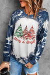 MERRY & BRIGHT Graphic Long Sleeve Top French Blue Women's T-Shirts - Tophatter Daily Deals