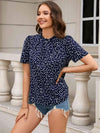 Printed Short Sleeve Round Neck Top Blouses - Tophatter Daily Deals