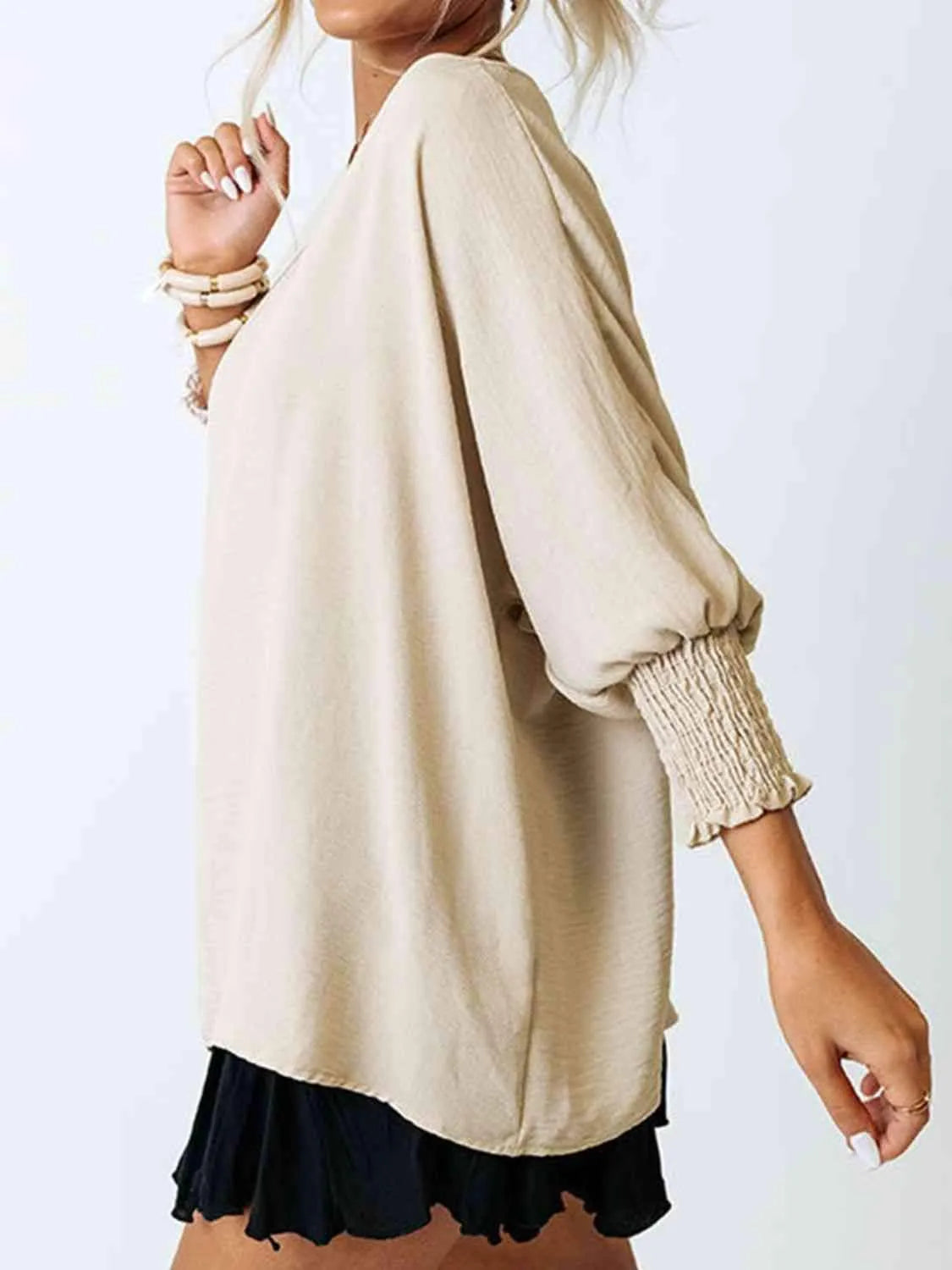 Boat Neck Three-Quarter Sleeve Blouse Blouses - Tophatter Daily Deals