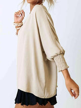 Boat Neck Three-Quarter Sleeve Blouse Blouses - Tophatter Daily Deals