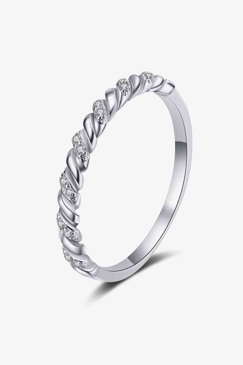 Moissanite Rhodium-Plated Half-Eternity Ring Silver Moissanite - Tophatter Daily Deals