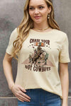 Simply Love Full Size CHASE YOUR DREAMS NOT COWBOYS Graphic Cotton Tee Ivory - Tophatter Daily Deals