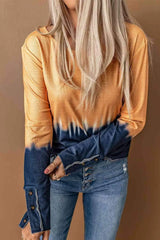 Contrast Boat Neck Long Sleeve Top Blouses - Tophatter Daily Deals