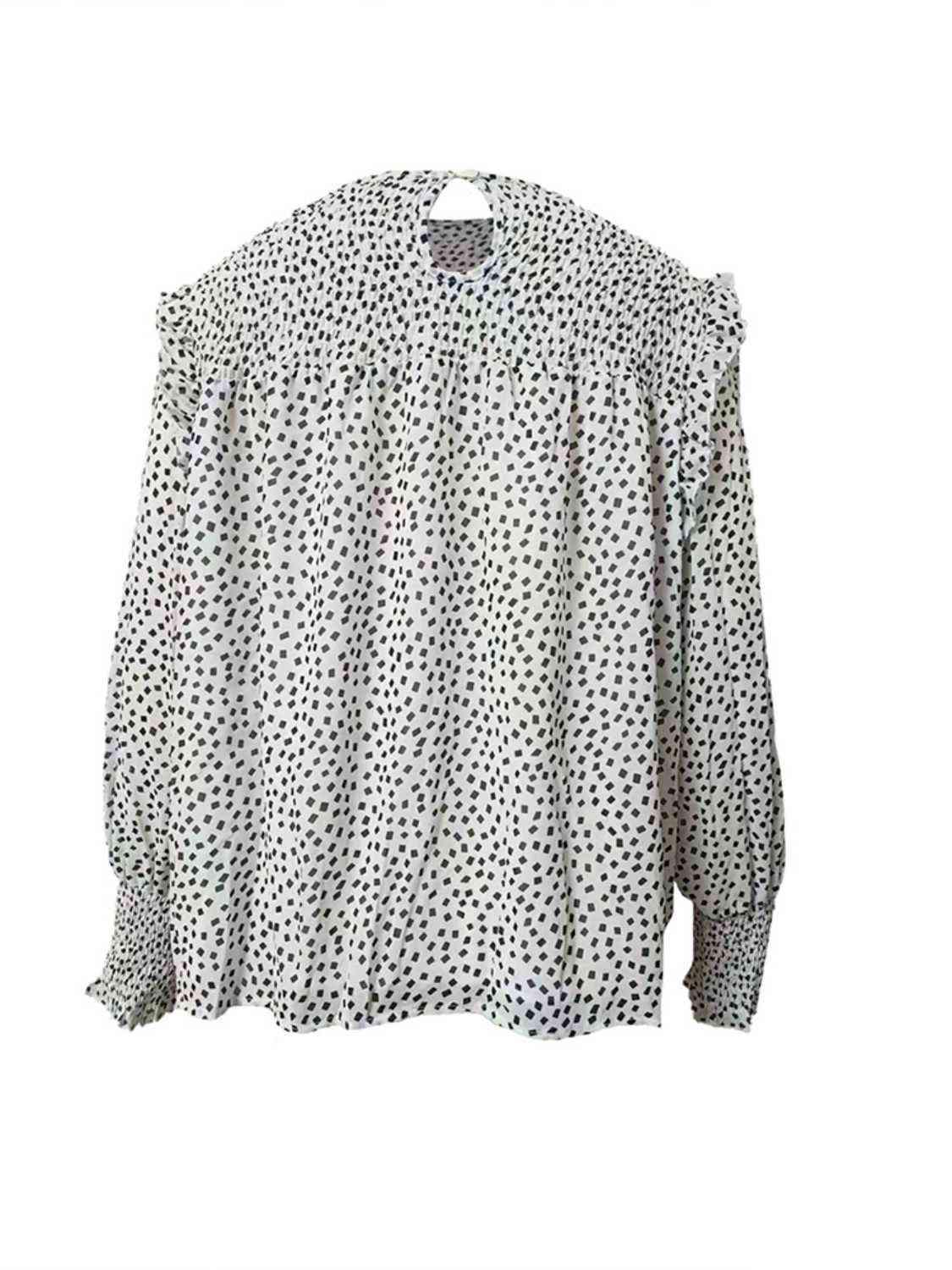 Round Neck Lantern Sleeve Blouse Blouses - Tophatter Daily Deals