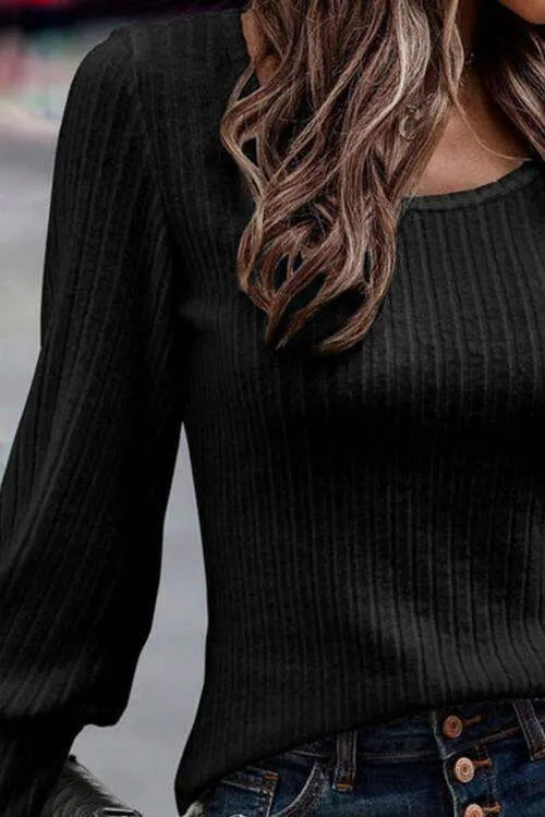 Scoop Neck Long Sleeve Blouse Blouses - Tophatter Daily Deals