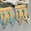 Turquoise Cactus Earrings Earrings - Tophatter Daily Deals