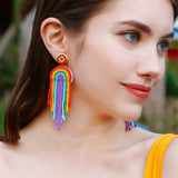 Bead Stainless Steel Rainbow Dangle Earrings Earrings - Tophatter Daily Deals