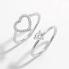 2 Piece Heart Shape Zircon 925 Sterling Silver Ring Silver Rings - Tophatter Daily Deals