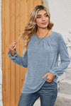 Ruched Round Neck Flounce Sleeve T-Shirt Women's T-Shirts - Tophatter Daily Deals