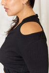 Culture Code Full Size Ribbed Surplice Cold Shoulder Top Blouses - Tophatter Daily Deals