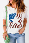 US Flag Graphic Round Neck Tee Women's T-Shirts - Tophatter Daily Deals