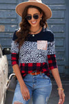 Leopard Color Block Long Sleeve T-Shirt Women's T-Shirts - Tophatter Daily Deals