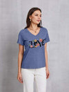 LOVE V-Neck Short Sleeve T-Shirt French Blue Women's T-Shirts - Tophatter Daily Deals