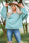 Notched Neck Balloon Sleeve Blouse Blouses - Tophatter Daily Deals