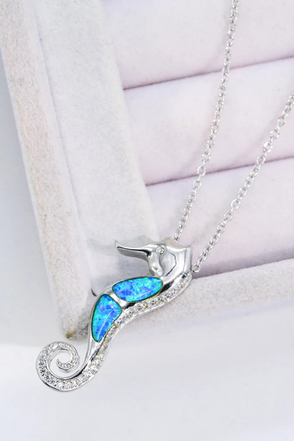 Opal Seahorse 925 Sterling Silver Necklace Opal - Tophatter Daily Deals