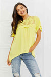 Culture Code Ready To Go Full Size Lace Embroidered Top in Yellow Mousse Butter Yellow Blouses - Tophatter Daily Deals