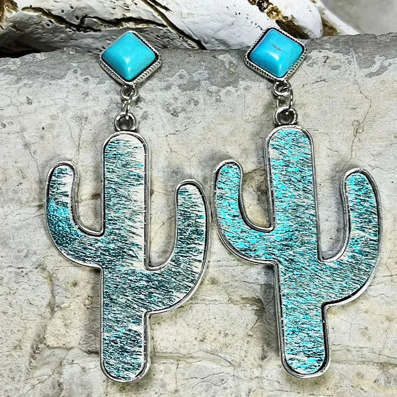 Turquoise Cactus Earrings Tiffany Blue One Size Earrings - Tophatter Daily Deals