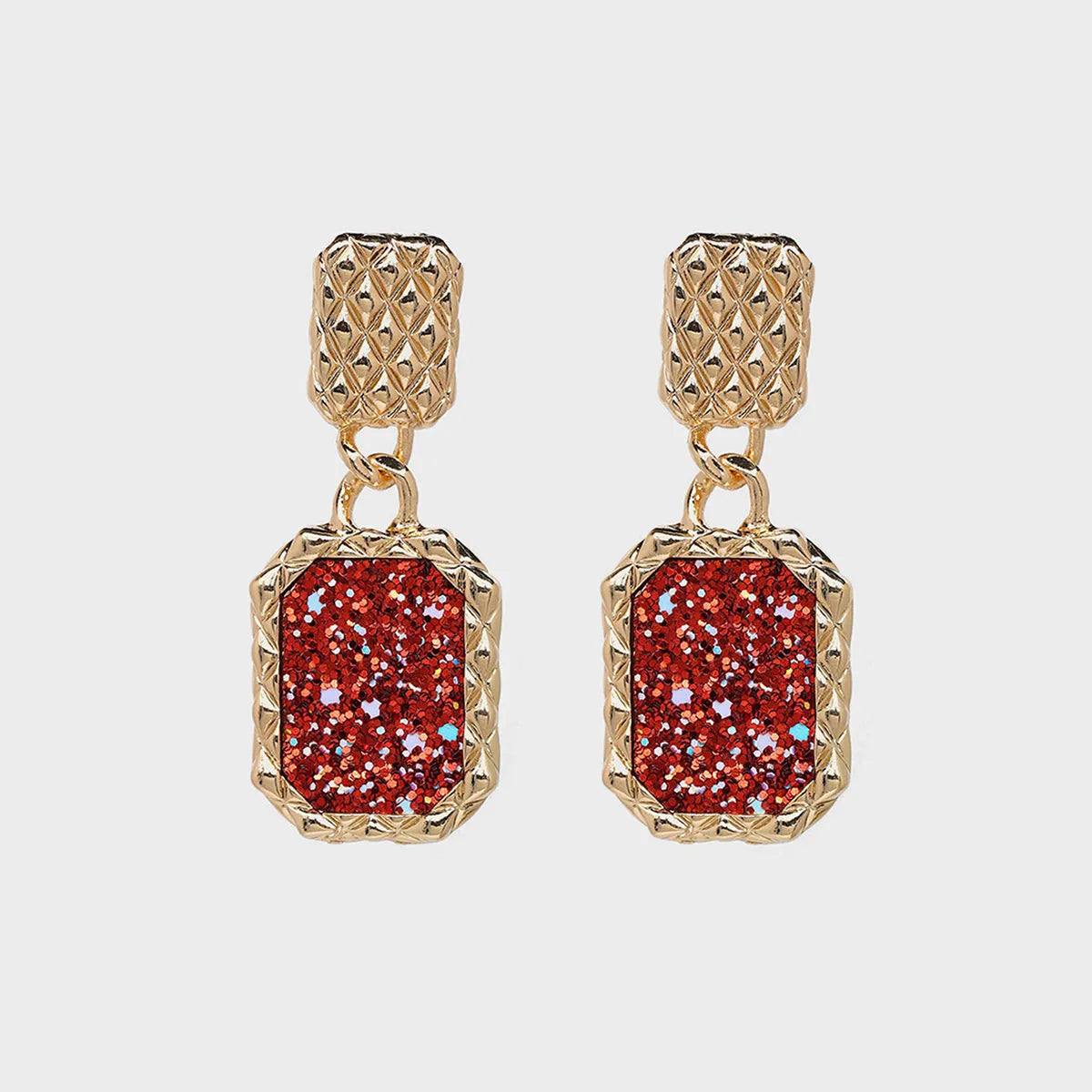 Geometric Alloy Dangle Earrings Deep Red One Size Earrings - Tophatter Daily Deals