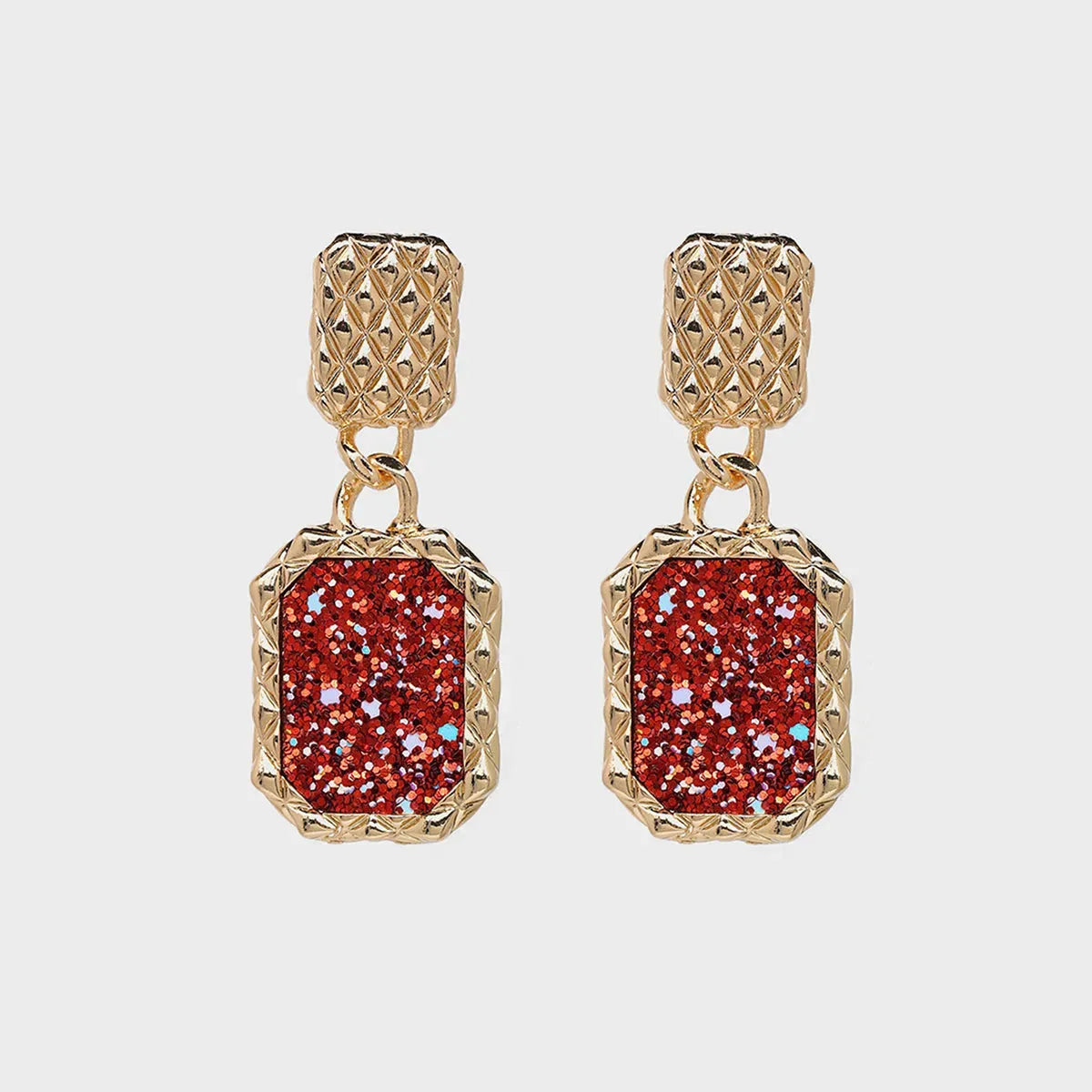 Geometric Alloy Dangle Earrings Deep Red One Size Earrings - Tophatter Daily Deals