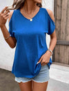 V-Neck Cold-Shoulder Blouse Blouses - Tophatter Daily Deals