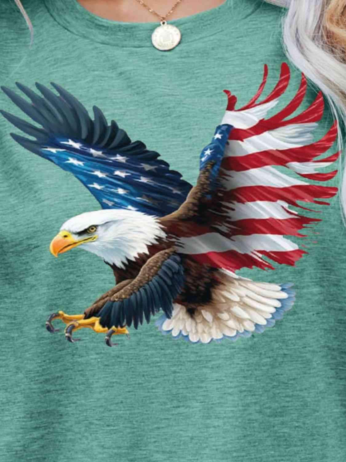 US Flag Eagle Graphic Tee Women's T-Shirts - Tophatter Daily Deals