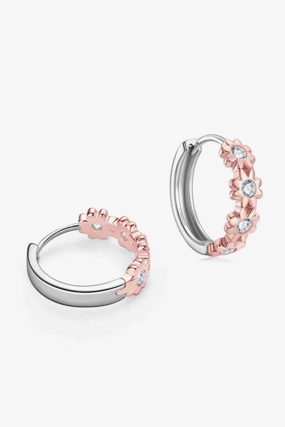 Moissanite 925 Sterling Silver Huggie Earrings Rose Gold One Size Moissanite - Tophatter Daily Deals