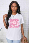 BE KIND Flower Graphic Round Neck Tee White Women's T-Shirts - Tophatter Daily Deals