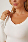 Round Neck Long Sleeve Cropped T-Shirt Women's T-Shirts - Tophatter Daily Deals