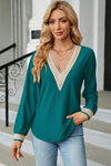 V-Neck Long Sleeve T-Shirt Teal Women's T-Shirts - Tophatter Daily Deals