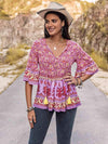 Tie Neck Babydoll Top Hot Pink Blouses - Tophatter Daily Deals