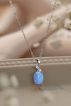 Opal Oval Pendant Chain Necklace Sky Blue One Size Opal - Tophatter Daily Deals