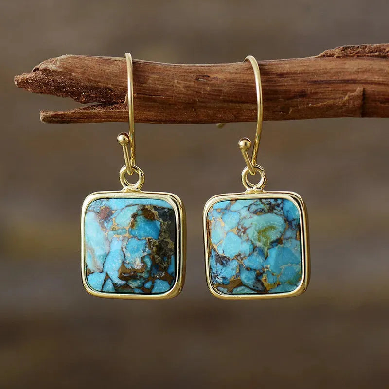 Square Copper Drop Earrings Turquoise One Size Earrings - Tophatter Daily Deals