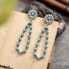 Flower Artificial Turquoise Teardrop Earrings Earrings - Tophatter Daily Deals