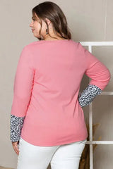 Plus Size Leopard Round Neck Long Sleeve T-Shirt Women's T-Shirts - Tophatter Daily Deals