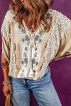 V-Neck Lace Detail Slit Blouse Blouses - Tophatter Daily Deals