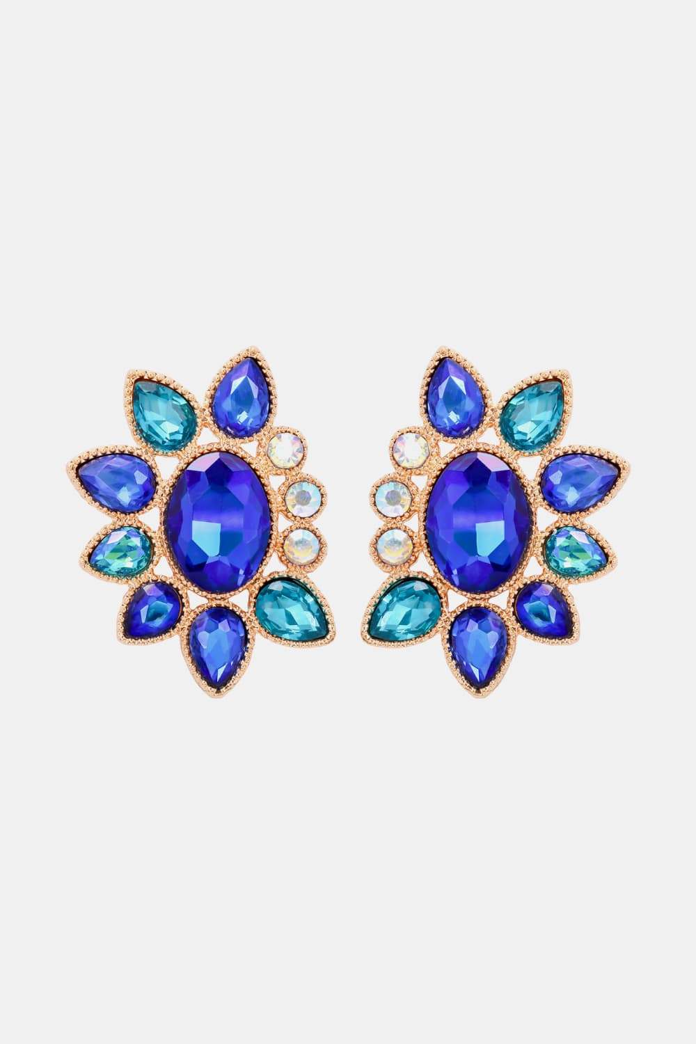 Geometrical Shape Glass Stone Dangle Earrings Royal Blue One Size Earrings - Tophatter Daily Deals