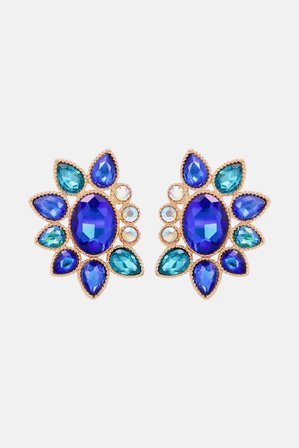 Geometrical Shape Glass Stone Dangle Earrings Royal Blue One Size Earrings - Tophatter Daily Deals