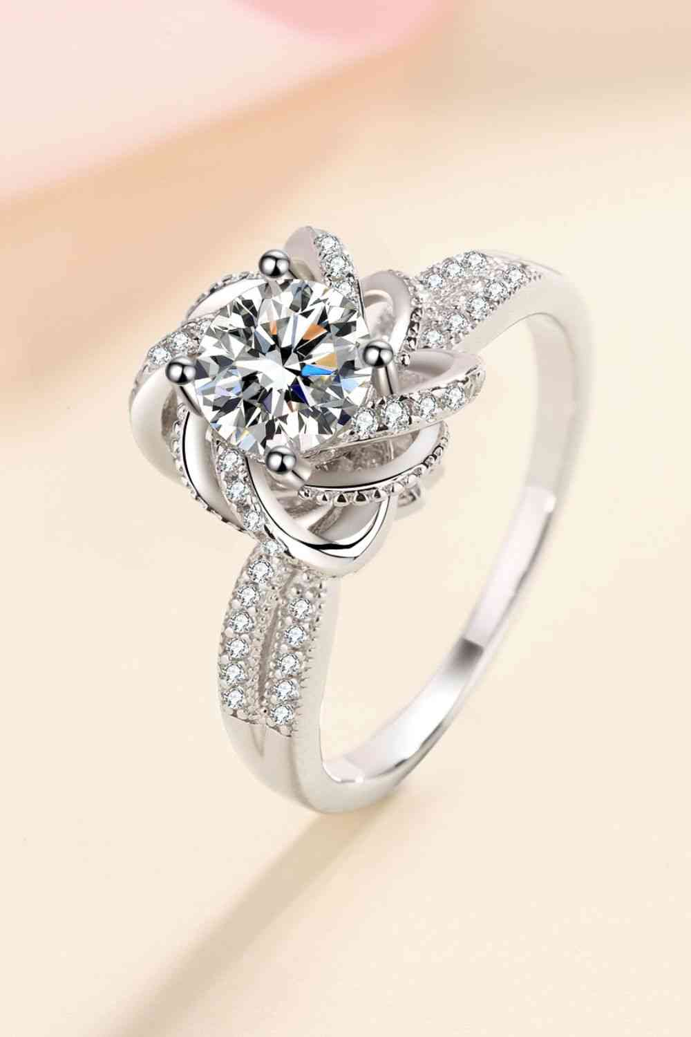 1 Carat Moissanite 925 Sterling Silver Ring Silver Moissanite - Tophatter Daily Deals