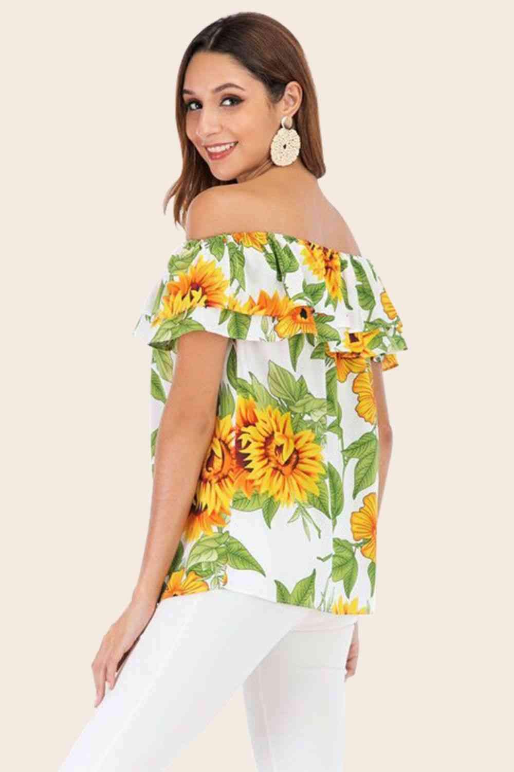 Floral Off-Shoulder Layered Blouse Blouses - Tophatter Daily Deals