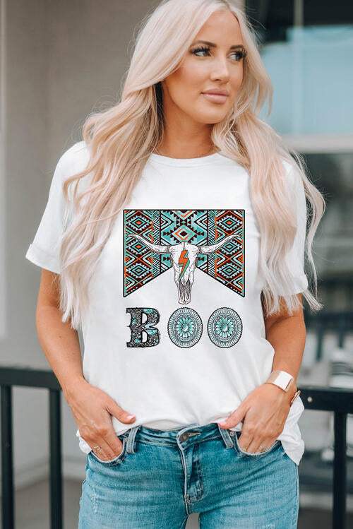 BOO Bull Graphic Short Sleeve T-Shirt Women's T-Shirts - Tophatter Daily Deals