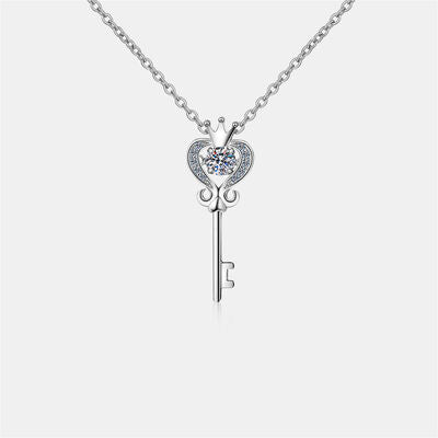 Key Shape Moissanite 925 Sterling Silver Necklace Silver One Size Moissanite - Tophatter Daily Deals