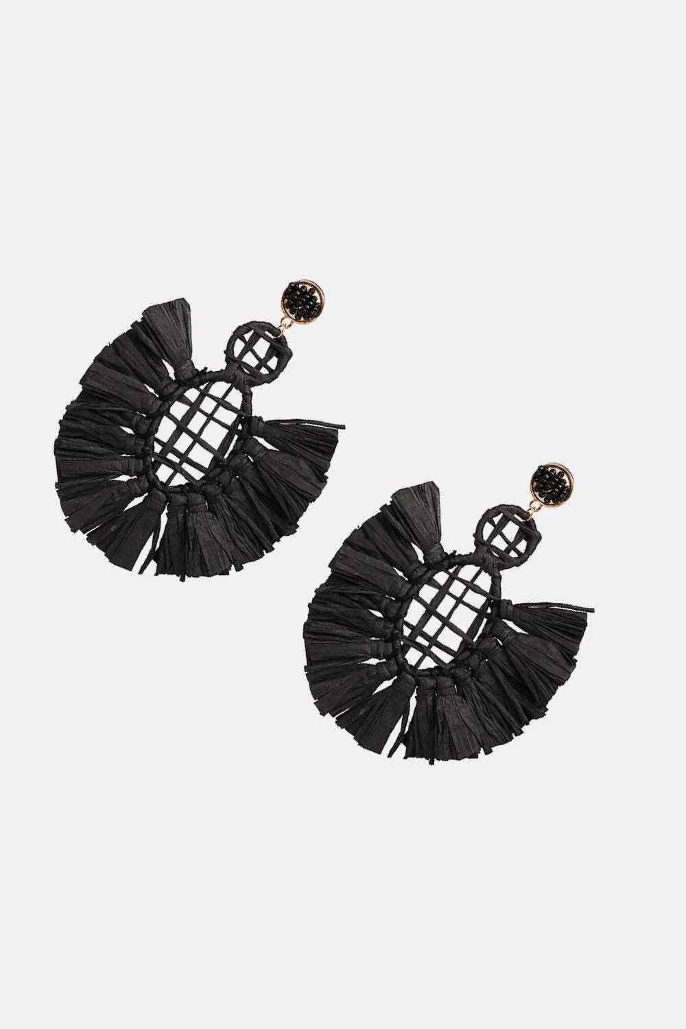 Raffia Grass Tassel Detail Dangle Earrings Earrings - Tophatter Daily Deals
