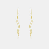 925 Sterling Silver Threader Earrings Gold One Size Earrings - Tophatter Daily Deals