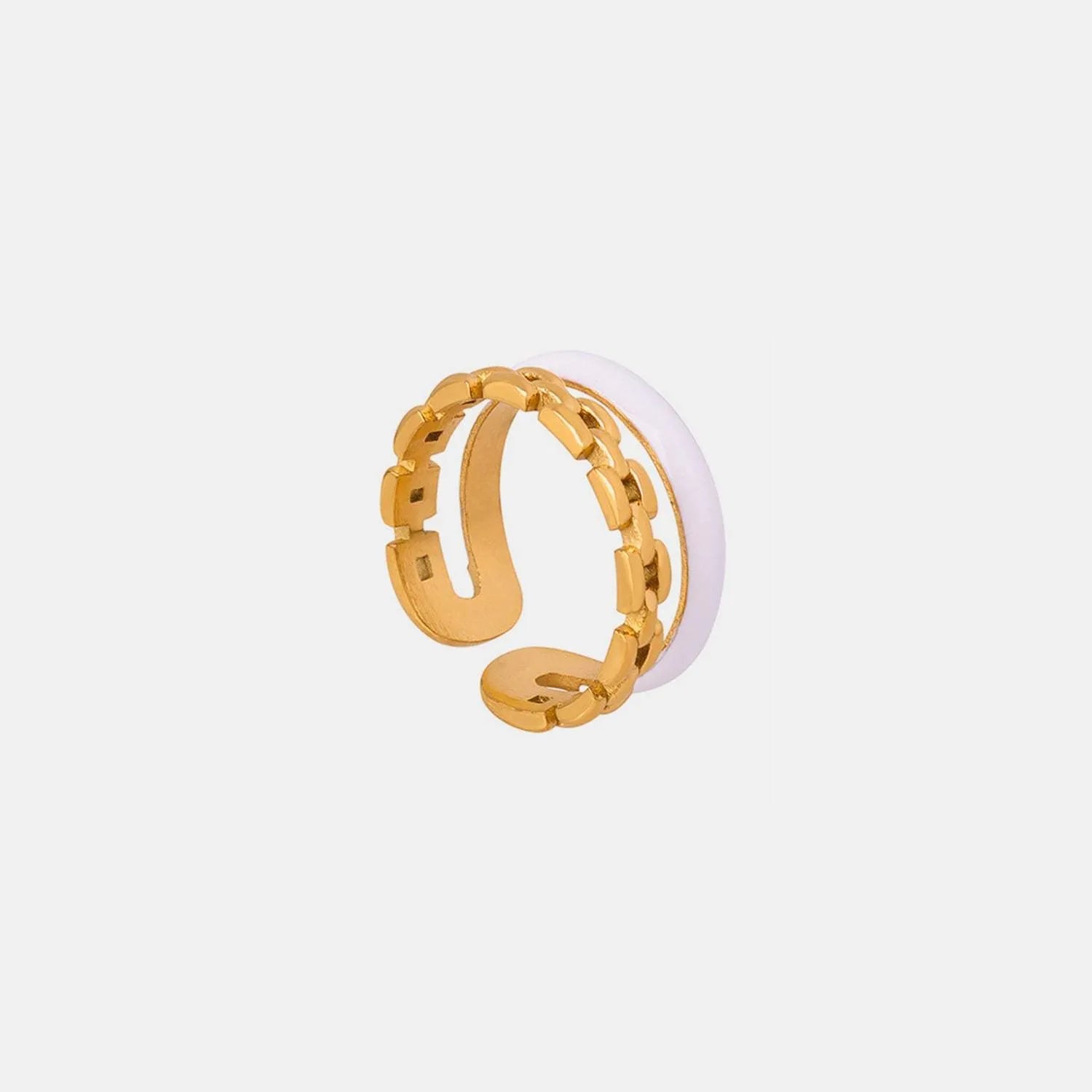 Enamel 18K Gold-Plated Open Ring Gold 7 Rings - Tophatter Daily Deals