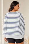 Plus Size Striped Round Neck Long Sleeve T-Shirt Women's T-Shirts - Tophatter Daily Deals