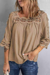 Crochet Openwork Three-Quarter Sleeve Blouse Blouses - Tophatter Daily Deals